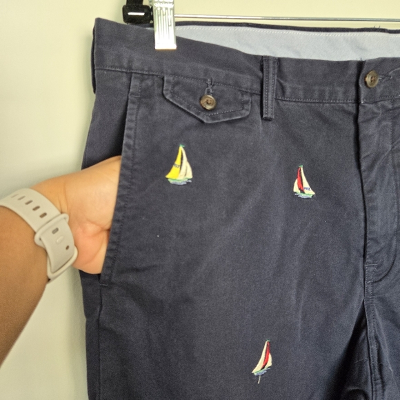 Polo Ralph Lauren Navy Stretch Straight Fit Sailboat Motif Chino Pants Sz 36X34 - Picture 5 of 12